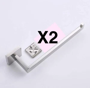 2Pc Premium Stainless Polished Chrome Wall Hand Towel Holder Square Heavy Duty🧼 - Picture 1 of 6