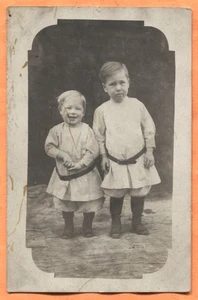 Two Little Boys Old Cyko Real Photo Postcard circa 1910s - Picture 1 of 3