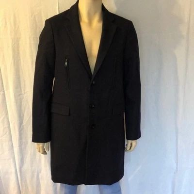 Nuevo con etiquetas Abrigo Zara Para Hombre Estructural Negro Hasta la Rodilla Mezcla Lana Talla L Foto 1 de 4