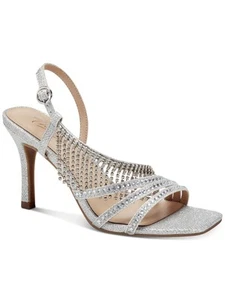 THALIA SODI Womens Silver Goring Skylar Square Toe Stiletto Slingback Sandal 6 M - Picture 1 of 11