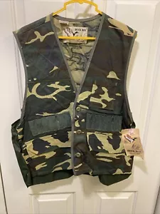 Duck Bay Vintage Camo Hunting Vest Men's L Canvas Shooting Utility Pockets New - Picture 1 of 11
