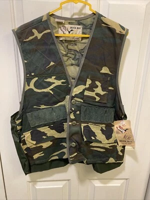Duck Bay Vintage Camo Hunting Vest Men's L Canvas Shooting Utility Pockets New - Image 1 of 4