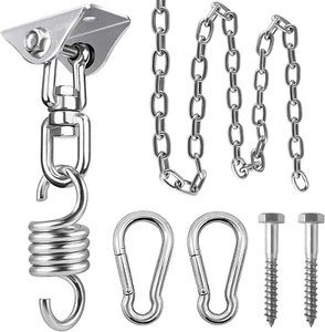 Hammock Chair Hanging Hardware Kit with Chain and Spring, Heavy Duty Porch Swing - Picture 1 of 7