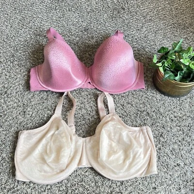 Набор бюстгальтеров Wacoal лот из 2 размеров США 42DDD 855307 853303 розовый бежевый на косточках б/у в отличном состоянии - Изображение 1 из 4