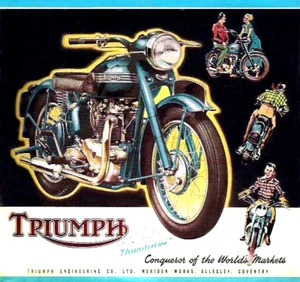 Vintage Triumph Motorcycle Ad Reproduction Print Advertising 17x12 - Picture 1 of 1