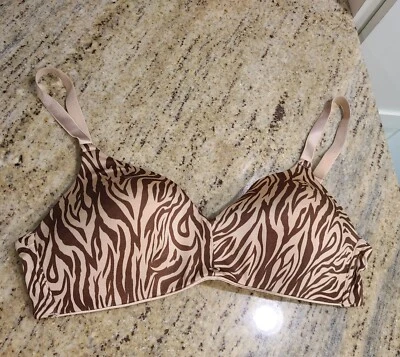 Warners 动物印花文胸 36C 老虎印花加厚文胸裸色棕色 — 第 1/4 张图片