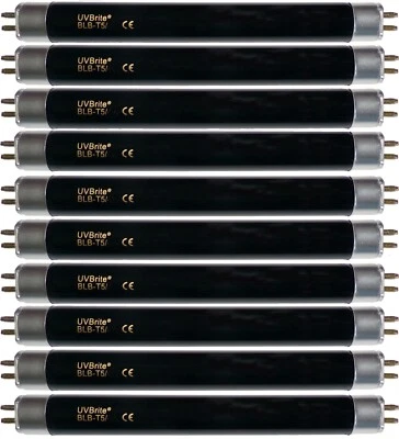 UVBrite® 10 x BLB-T5/6W 6 Watt ultraviolette schwarze Glühbirne für UV Geldschecker