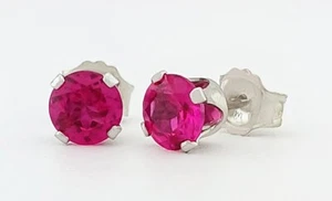 LAB CREATED RUBY 1.22 Cts STUD EARRINGS .925 Sterling Silver - NEW WITH TAG - Picture 1 of 5