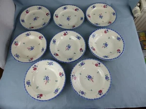 SARREGUEMINES lot de 8 assiettes plates et à soupe décors fleurs peint à la main - Bild 1 von 8