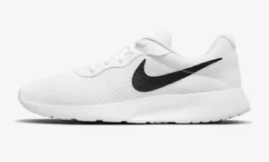 Size 12 - Nike Tanjun White Black 2021 Lacrosse Training Running Mens Sneakers - Picture 1 of 7