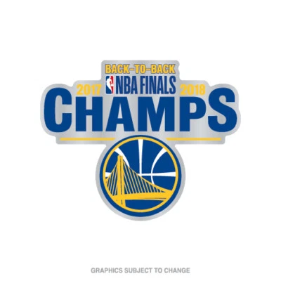 GOLDEN STATE WARRIORS 2018  BACK TO BACK NBA CHAMPIONS MIRRORED AUTO BADGE DECAL - Image 1 of 2
