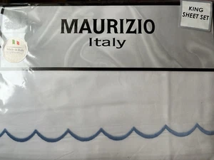 Maurizio Italy Fine Linens King Embroidered Sheet Set Color White NEW - Picture 1 of 5