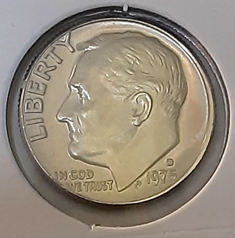 1975 Roosevelt Dime  D - BU - Uncirculated Cover