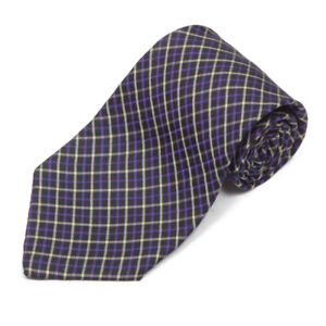 POLO RALPH LAUREN Plaid Black Purple Gray Men's Silk Neck Tie Handmade USA