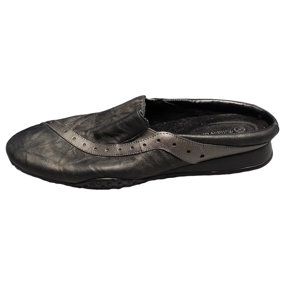 Bella Vita Cedar Mule Mujer Talla 8.5 Negro Parte Superior Baja Punta Redonda Cómoda Sin Cordones Foto 1 de 4