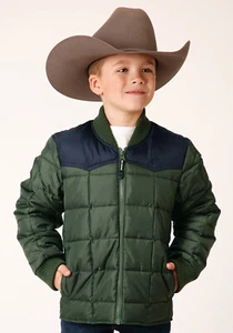 Roper Boys Western Polyfill Green 100% Polyester Softshell Jacket - Picture 1 of 4
