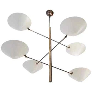 6 Brazo Stilnovo Latón Candelabro Blanco Sombras Instalación Moderno Lámpara - Imagen 1 de 4