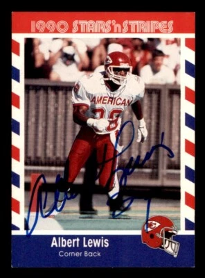 1990 Fleer Stars 'n Stripes Football #8 Albert Lewis Signed Autograph (no COA) - Image 1 of 2