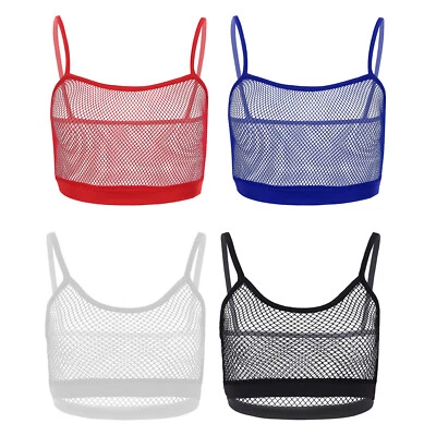 Sujetador de camisola transparente de malla transparente para mujer Bralette Camiseta sin mangas Prendas para club nocturno Foto 1 de 2