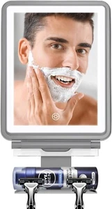 Lighted Shower Mirror Fogless for Shaving, Heated Fog Free Large 9.5*8inch 3 Col - Picture 1 of 5