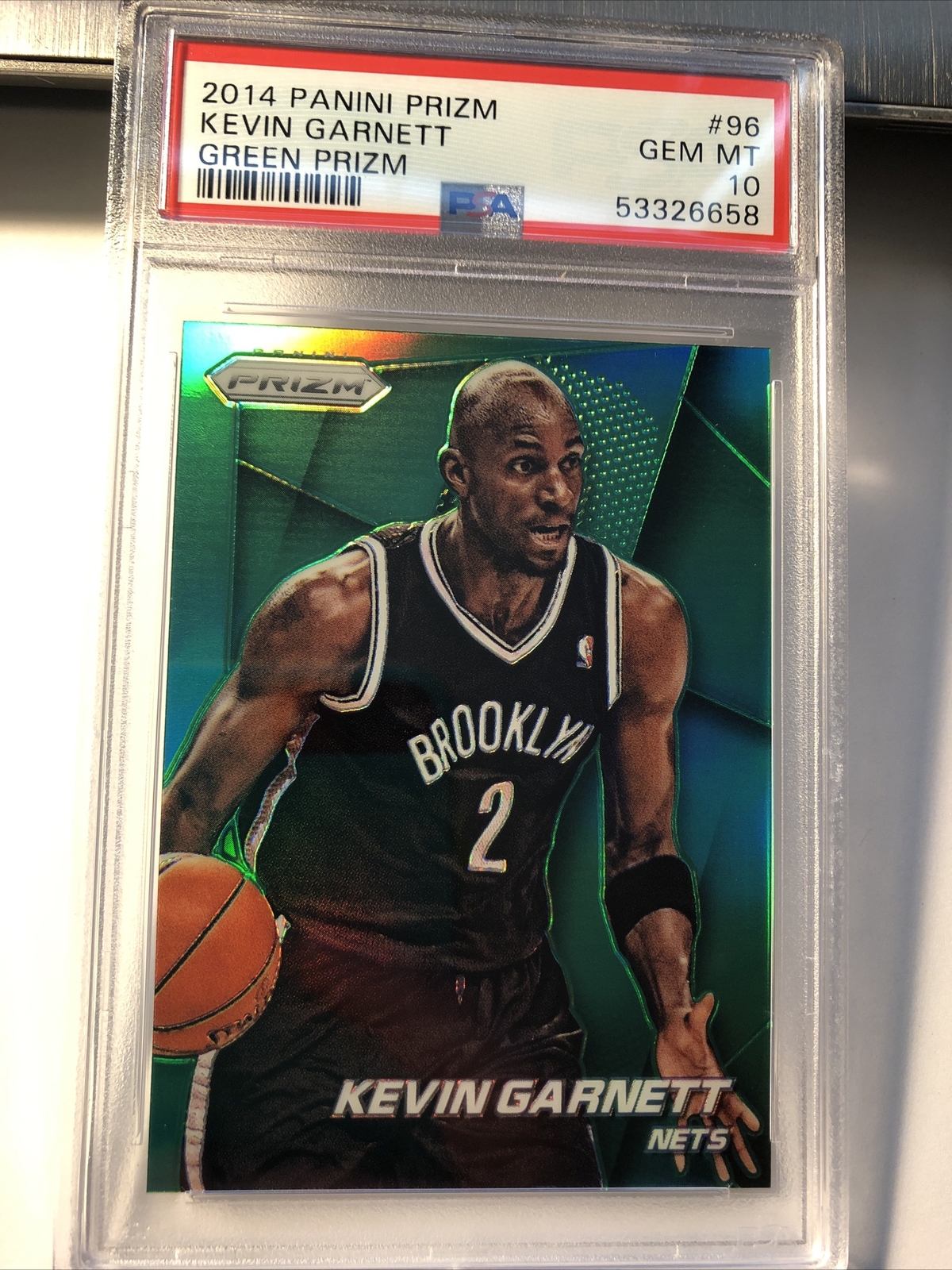 2014 Panini Prizm Kevin Garnett #96 Green Celtics Nets PSA 10 Gem Mint