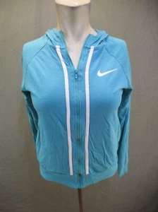 NIKE Size XL Girls Blue 100% Cotton Full Zip Hood Pocket Athletic Jacket 961 - Picture 1 of 9