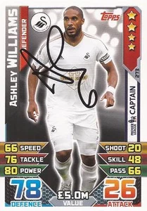 ASHLEY WILLIAMS SIGNED SWANSEA 2015/2016 MATCH ATTAX 'CAPTAIN' TRADING CARD+COA - Picture 1 of 1