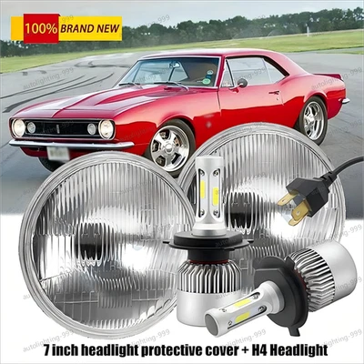 Par de faros LED redondos de 7 pulgadas haz alto/bajo para Chevy Camaro 1967-1981 Foto 1 de 4