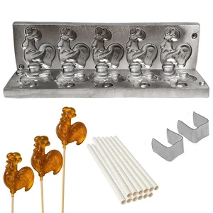 Molde de piruleta de caramelo de hierro fundido con formas de gallo metal duradero vintage - Imagen 1 de 6