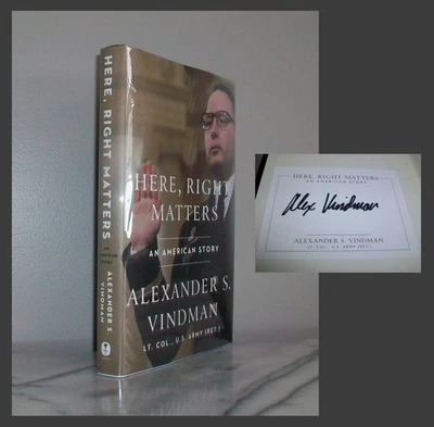 *Signed Bookplate*  HERE, RIGHT MATTERS By Alexander Vindman 2021 HC/DJ 2nd Prnt - Image 1 of 4