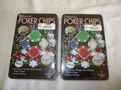 Vintage 2004 Cardinal Professional Poker Chips - Lot of 2 tins of 100 chips -NEW - Image 1 of 2