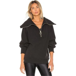 Maglione Varley Vine a costine nero/oro 1/4 zip collo imbuto felpa taglia large - Foto 1 di 8