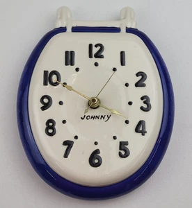 Vintage Johnny Keramik Neuheit Toilettensitz Badezimmer Dekor Wanduhr - FUNKTIONIERT! - Bild 1 von 5