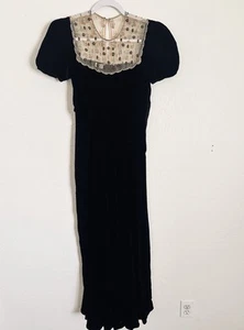 1930s Silky Velvet Evening Gown | Black Vintage Gown | Woman’s Dress - Picture 1 of 7