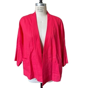 Lafayette 148 Kimono-Jacke lachsfarben Leinen vorne offen 3/4-Arm Größe M - Bild 1 von 5