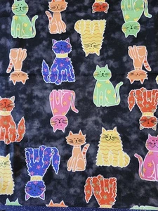 Cat Kitten Feline WHIMSICAL #6373 Cotton Fabric 1/2 Y BLANKQUILTING Vintage  - Picture 1 of 5