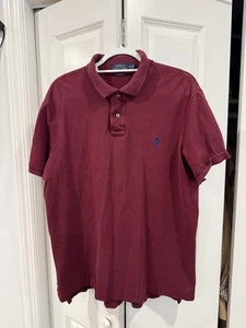 Polo Ralph Lauren Malla Elástica Polo Granate Azul Pony Logo Hombre’s XL - Imagen 1 de 2