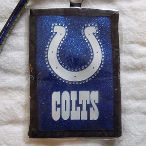Indianapolis Colts Bling ID Lanyard With Key & Neck Release Zipper Compartment - Picture 1 of 4