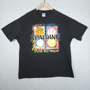 Camicia Spalding vintage uomo XL nera basket baseball golf tennis anni 90 Y2K - Foto 1 di 8