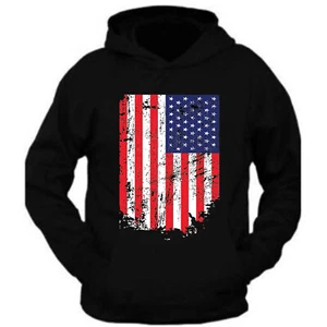 Camiseta con capucha unisex de algodón pesado con bandera de EE. UU. - Imagen 1 de 2