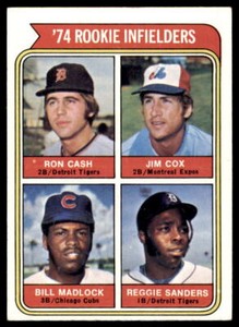 1974 TOPPS RON CASH/JIM COX/BILL MADLOCK/SANDERS #600 ROOKIE RC EX+ X5748