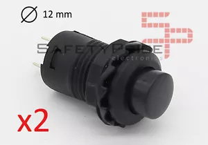 2x Interruptor NEGRO redondo 12 mm empotrable boton ON OFF 2 posiciones 12mm SP - Imagen 1 de 4