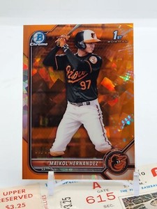Maikol Hernandez #2/75 Orange 1st 2022 Bowman Chrome Sapphire Orioles Rookie RC 