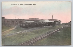 Yoakum TX SA&AP San Antonio and Aransas Pass Railway Postcard Train Repair Shop - Picture 1 of 4