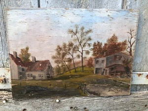Vintage French Oil on Canvas Painting Barn and House signed Roul Taiy (?) 1946 - Picture 1 of 8