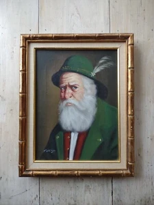 Vintage DAVID PELBAM Oil on Canvas PAINTING Tyrolean AUSTRIAN MAN - Picture 1 of 18