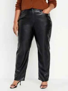 Old Navy hochtailliert OG gerade schwarze Kunstleder Knöchelhose Größe 20 neu mit Etikett - Bild 1 von 2
