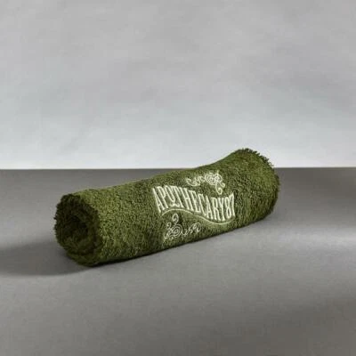 APOTHECARY 87 Shave Towel Green Cotton Embroidered Barber Hair Face Bath NEW - Image 1 of 3