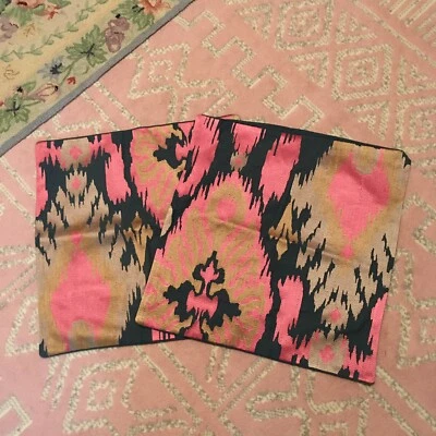 Surya Throw Pillow Covers Set Of 2 Pink Teal 18”x18” Zip Closure Cotton - Image 1 of 3