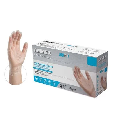 AMMEX Clear Vinyl Disposable Exam/Medical Gloves, 3 Mil, Latex-Free, Food-Safe - Image 1 of 4